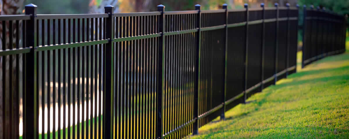 Black metal partition fence